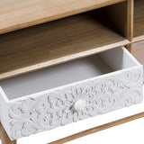 Television Table Mdf and pine White (3 drawers) (120 x 41 x 51 cm) by Craftenwood